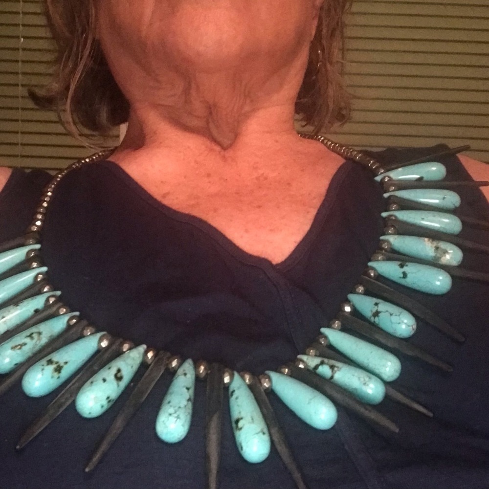 FAUX turquoise & onyx necklace